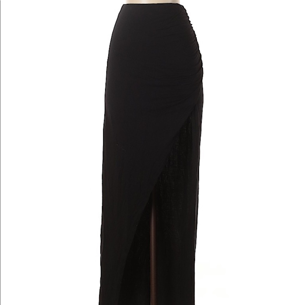 ASOS Long Black Open Half Front Skirt